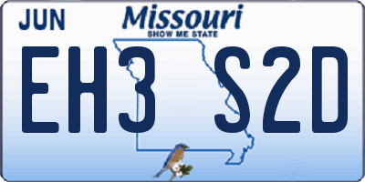 MO license plate EH3S2D