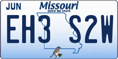 MO license plate EH3S2W