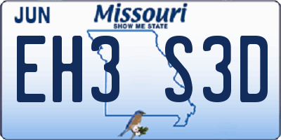MO license plate EH3S3D
