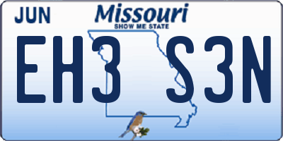 MO license plate EH3S3N