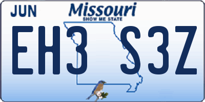 MO license plate EH3S3Z