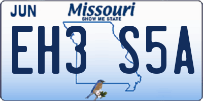 MO license plate EH3S5A