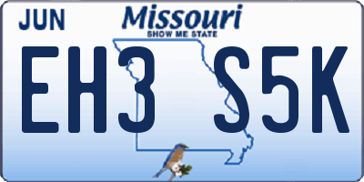MO license plate EH3S5K