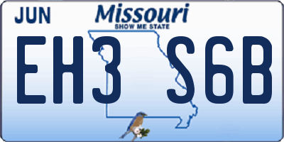 MO license plate EH3S6B