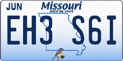 MO license plate EH3S6I