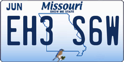 MO license plate EH3S6W