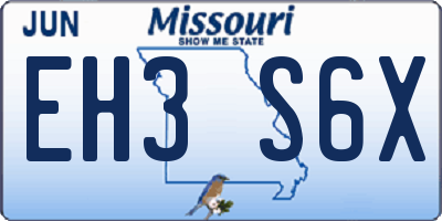 MO license plate EH3S6X