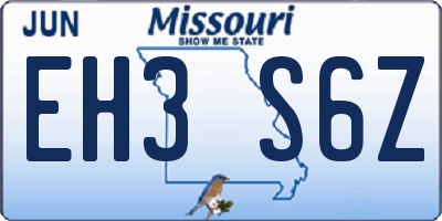 MO license plate EH3S6Z