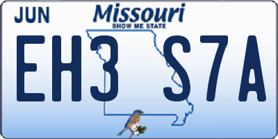 MO license plate EH3S7A