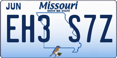 MO license plate EH3S7Z