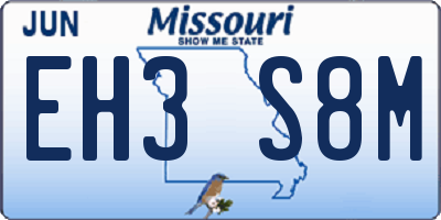 MO license plate EH3S8M