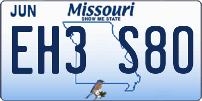 MO license plate EH3S8O