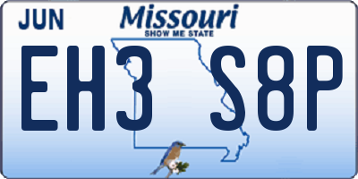 MO license plate EH3S8P