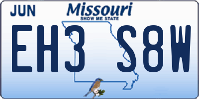 MO license plate EH3S8W