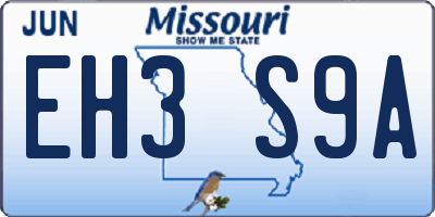 MO license plate EH3S9A