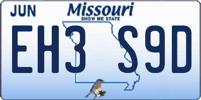 MO license plate EH3S9D