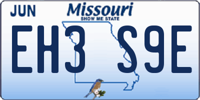 MO license plate EH3S9E