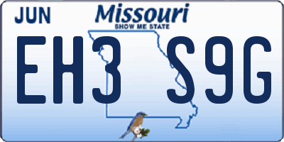 MO license plate EH3S9G
