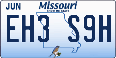 MO license plate EH3S9H