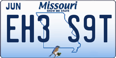 MO license plate EH3S9T