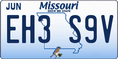 MO license plate EH3S9V