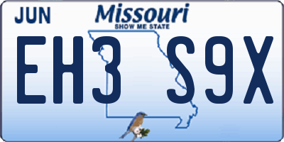 MO license plate EH3S9X