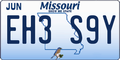 MO license plate EH3S9Y