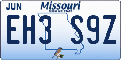 MO license plate EH3S9Z