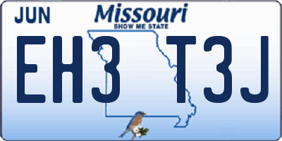 MO license plate EH3T3J