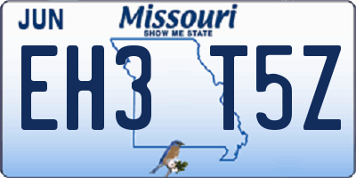 MO license plate EH3T5Z