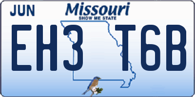 MO license plate EH3T6B