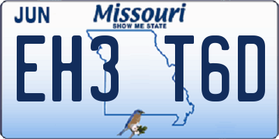 MO license plate EH3T6D