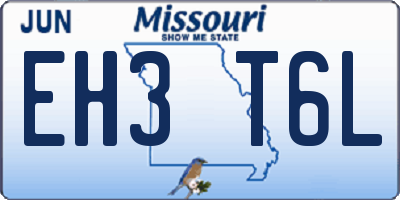 MO license plate EH3T6L