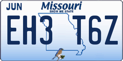 MO license plate EH3T6Z