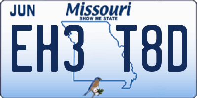 MO license plate EH3T8D