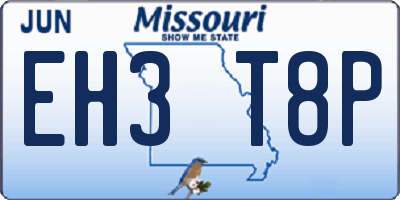 MO license plate EH3T8P