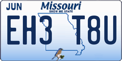 MO license plate EH3T8U