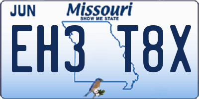 MO license plate EH3T8X