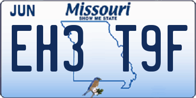 MO license plate EH3T9F