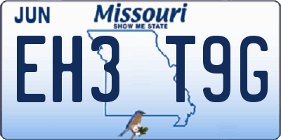 MO license plate EH3T9G