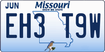 MO license plate EH3T9W