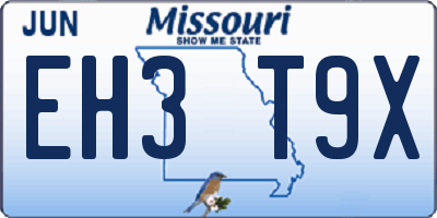 MO license plate EH3T9X