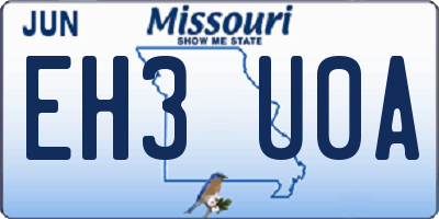 MO license plate EH3U0A