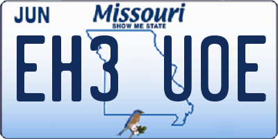 MO license plate EH3U0E
