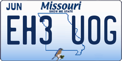 MO license plate EH3U0G