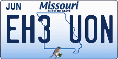 MO license plate EH3U0N