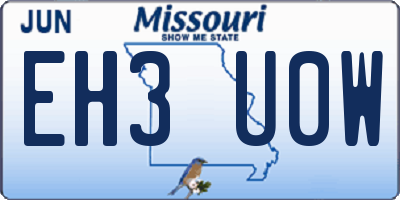 MO license plate EH3U0W