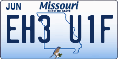 MO license plate EH3U1F