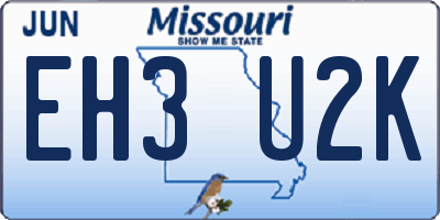MO license plate EH3U2K