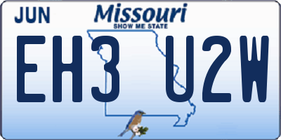 MO license plate EH3U2W